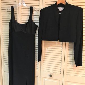 Classic black full-length dress and jacket